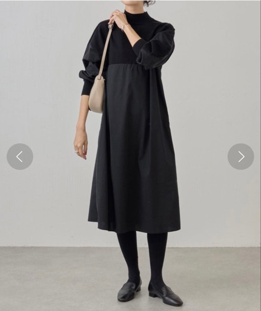 【試着のみ】BEARDSLEY ビアズリーモックネックニットコンビワンピース