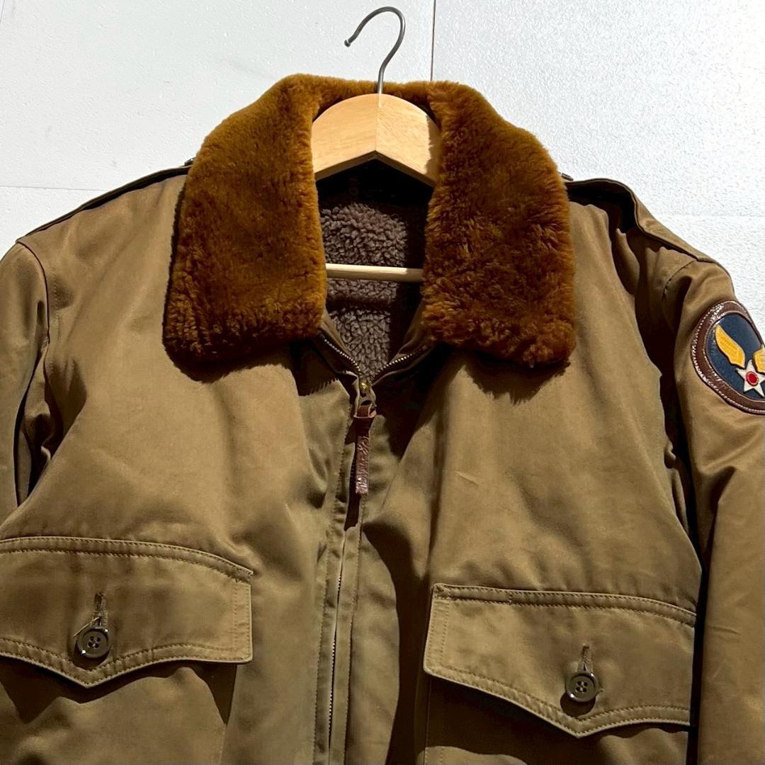 美品　リアルマッコイズ　B-10　フライトジャケット　ムートン襟　アルパカ