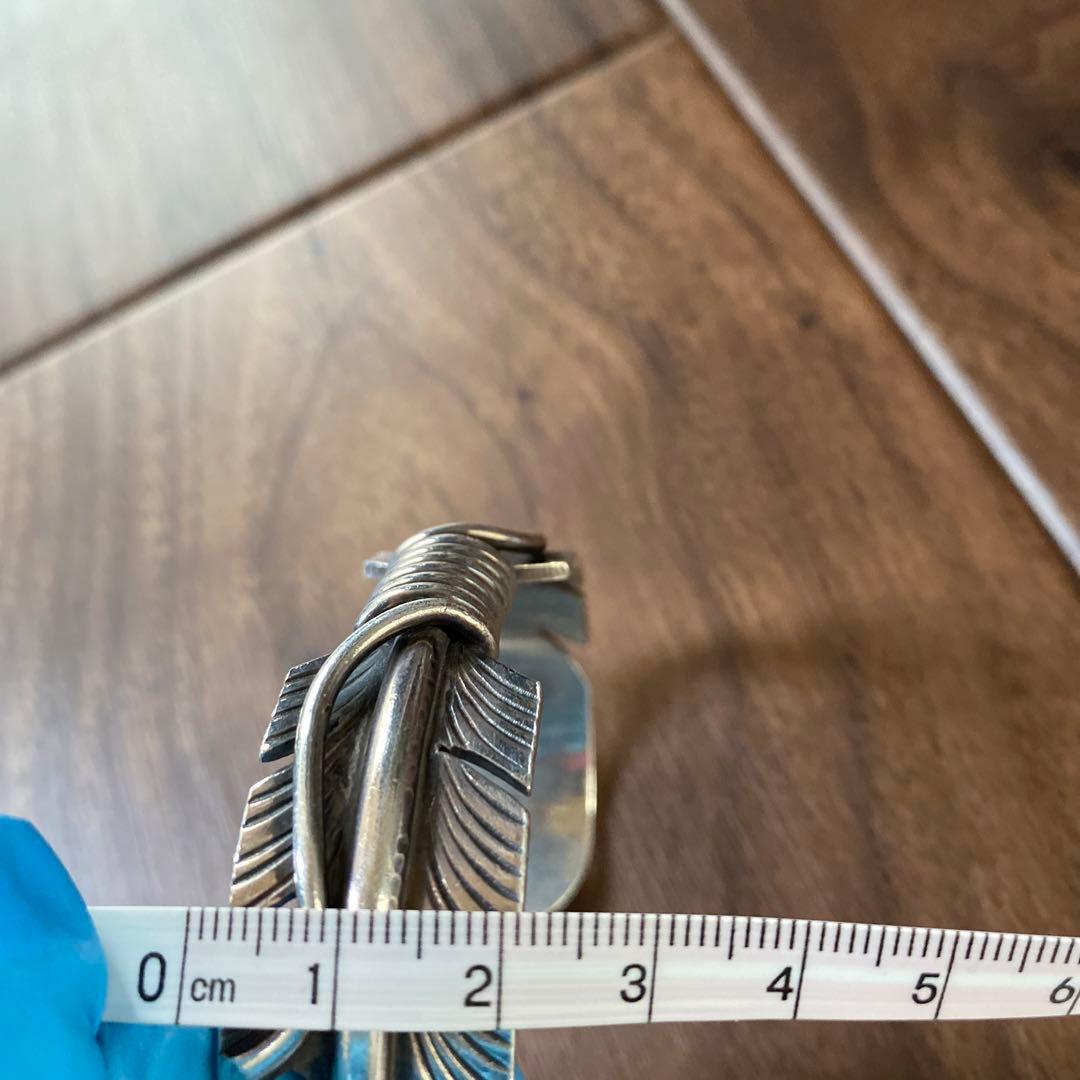 特大　ナバホ　M.THOMAS　バングル　フェザー　ワイヤー　刻印有り　925