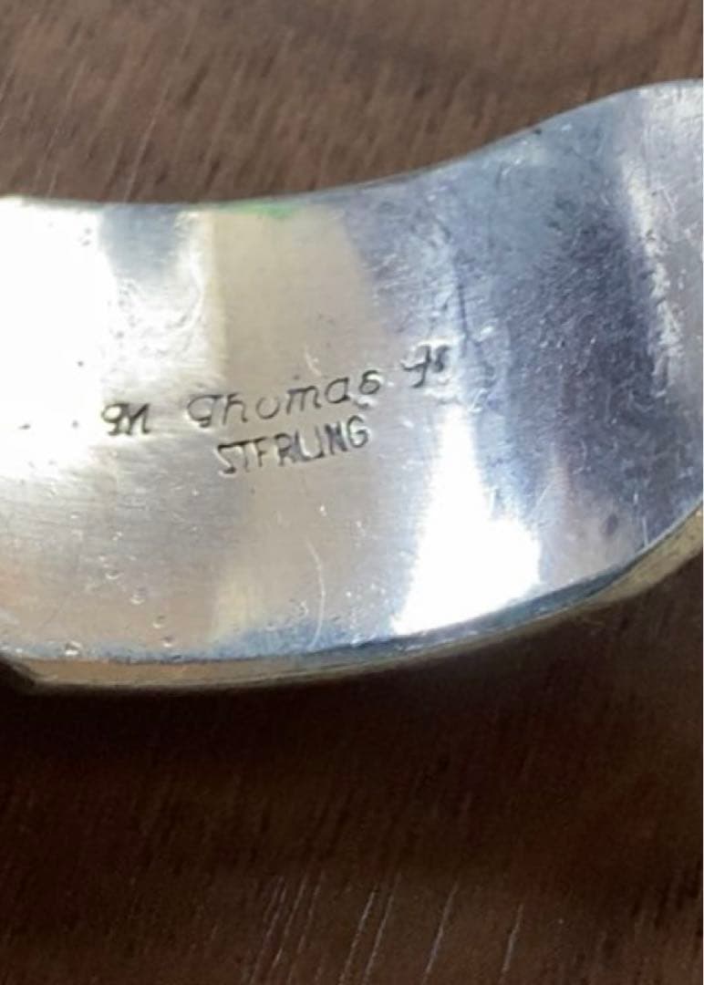 特大　ナバホ　M.THOMAS　バングル　フェザー　ワイヤー　刻印有り　925