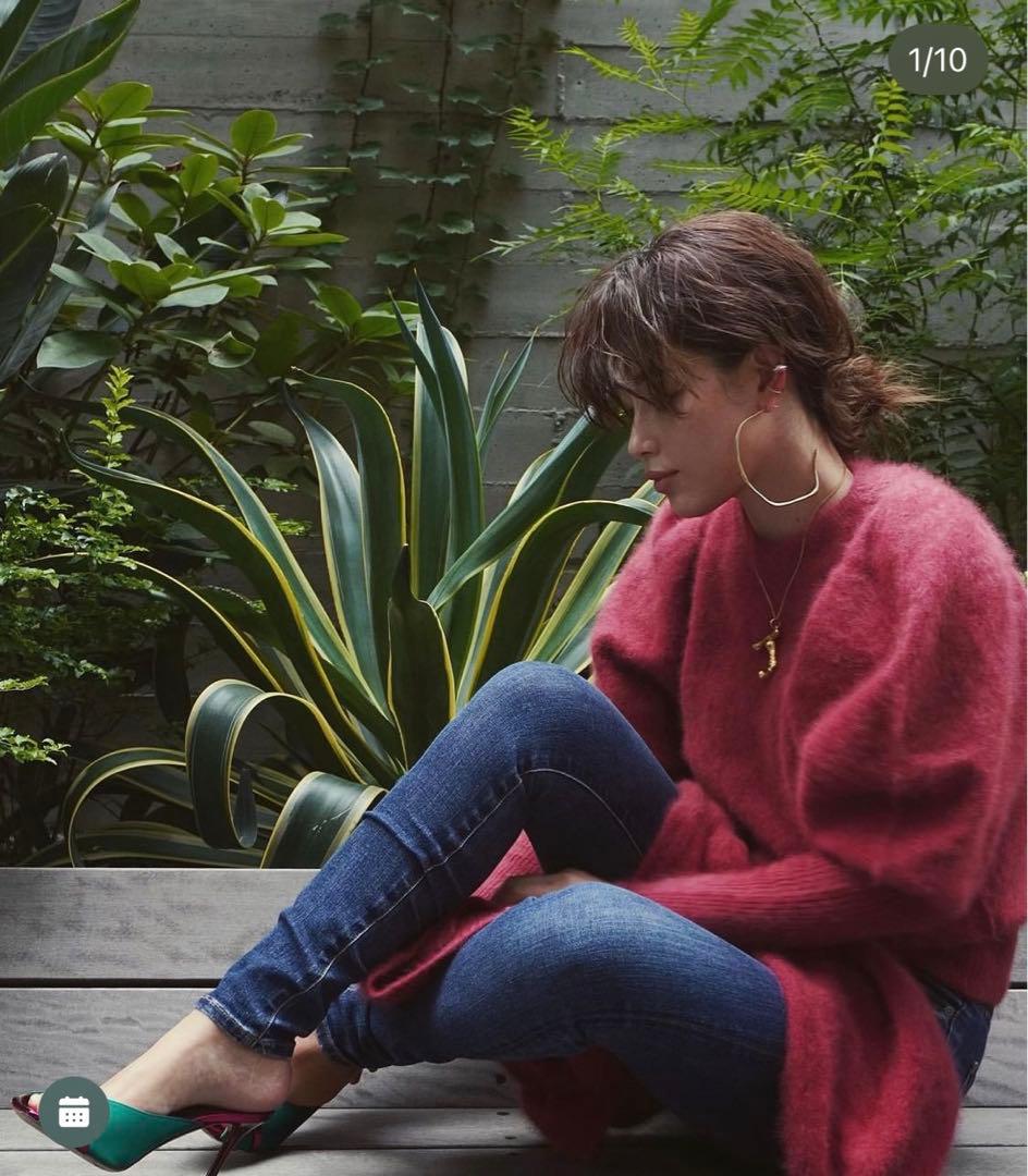 【美品】パフスリーブラクーンニットプルオーバー