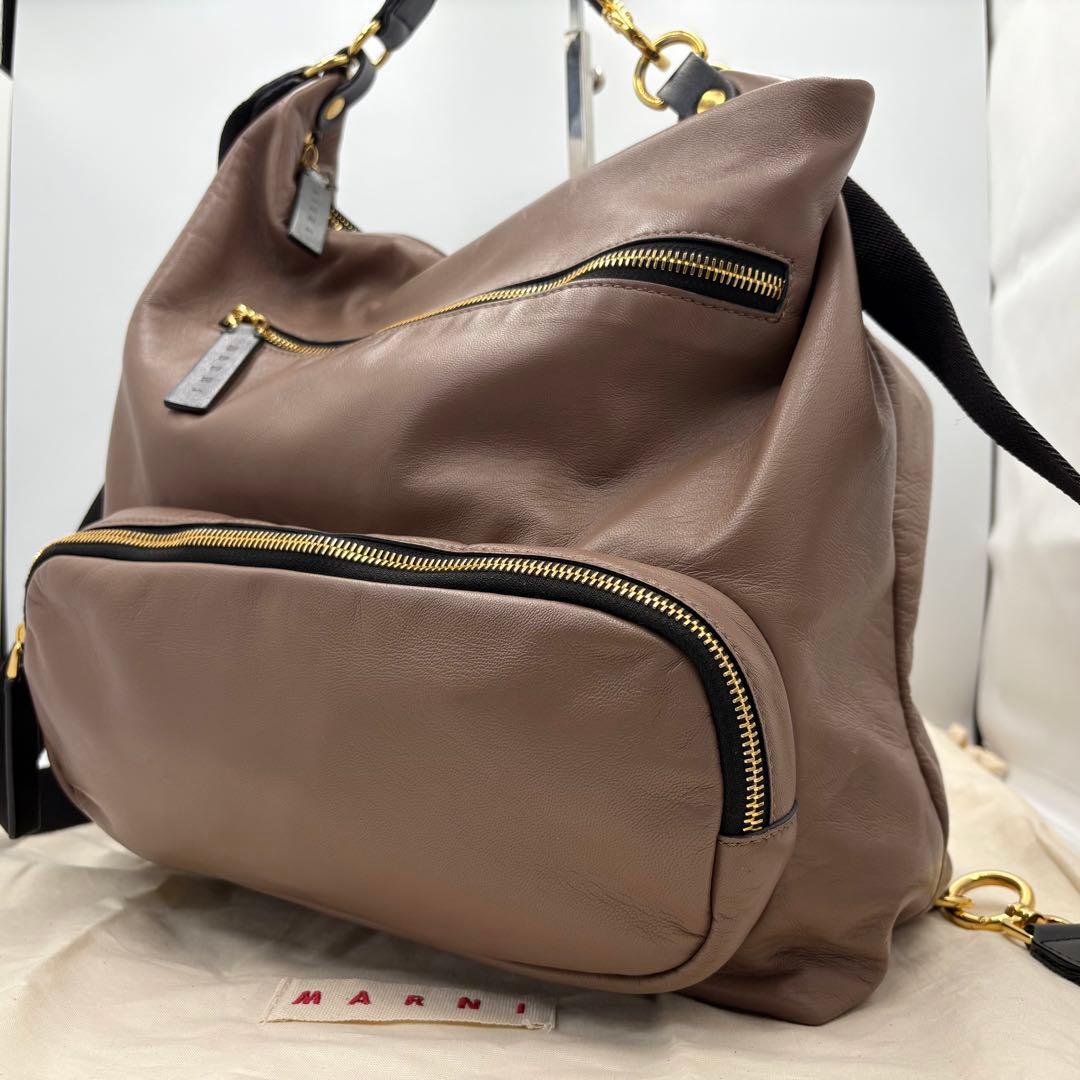 【美品】【希少】マルニ バックパック 3way 多機能 ラムレザー A4 通勤