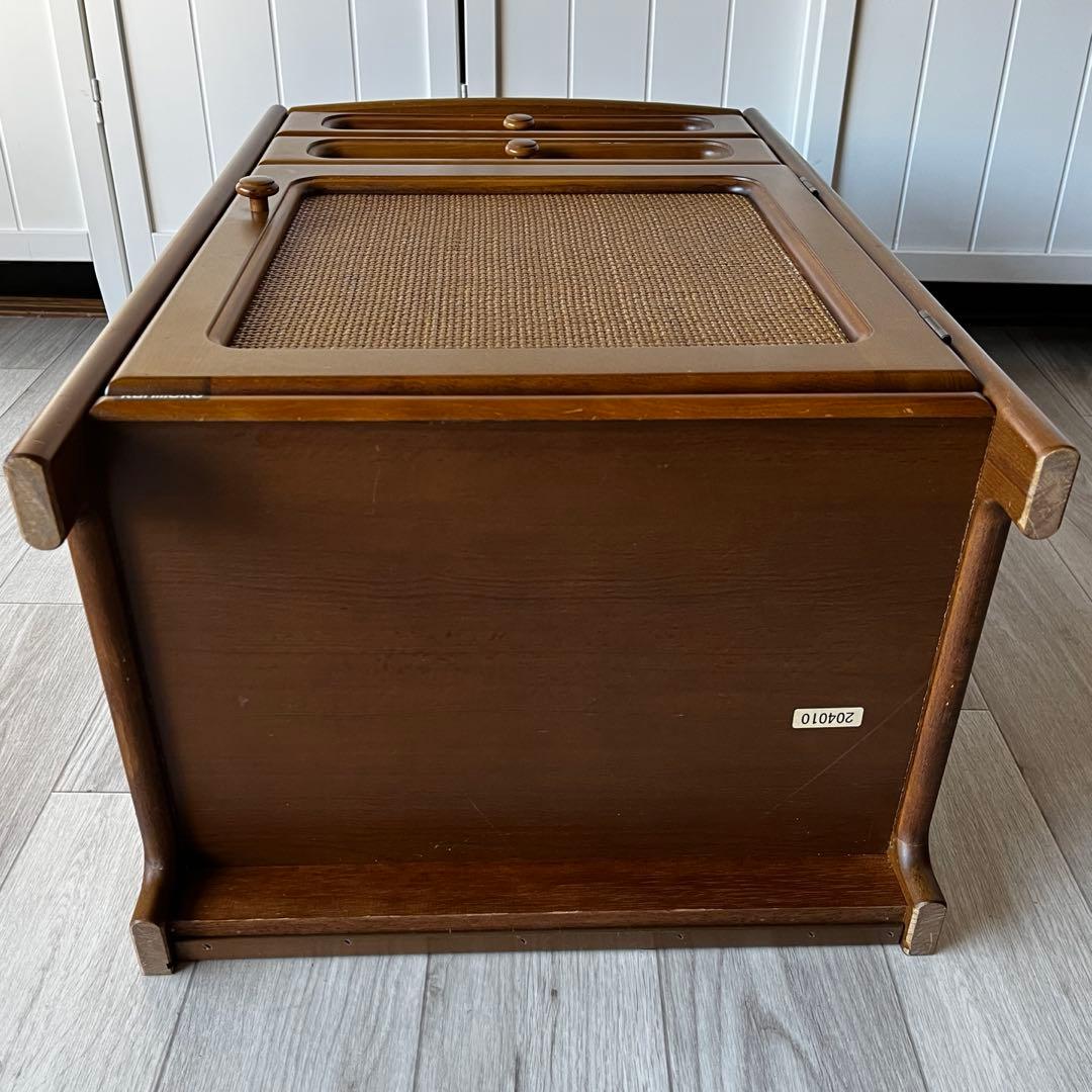 カリモク　電話台　収納　チェスト　ラタン風　レトロ　ビンテージ