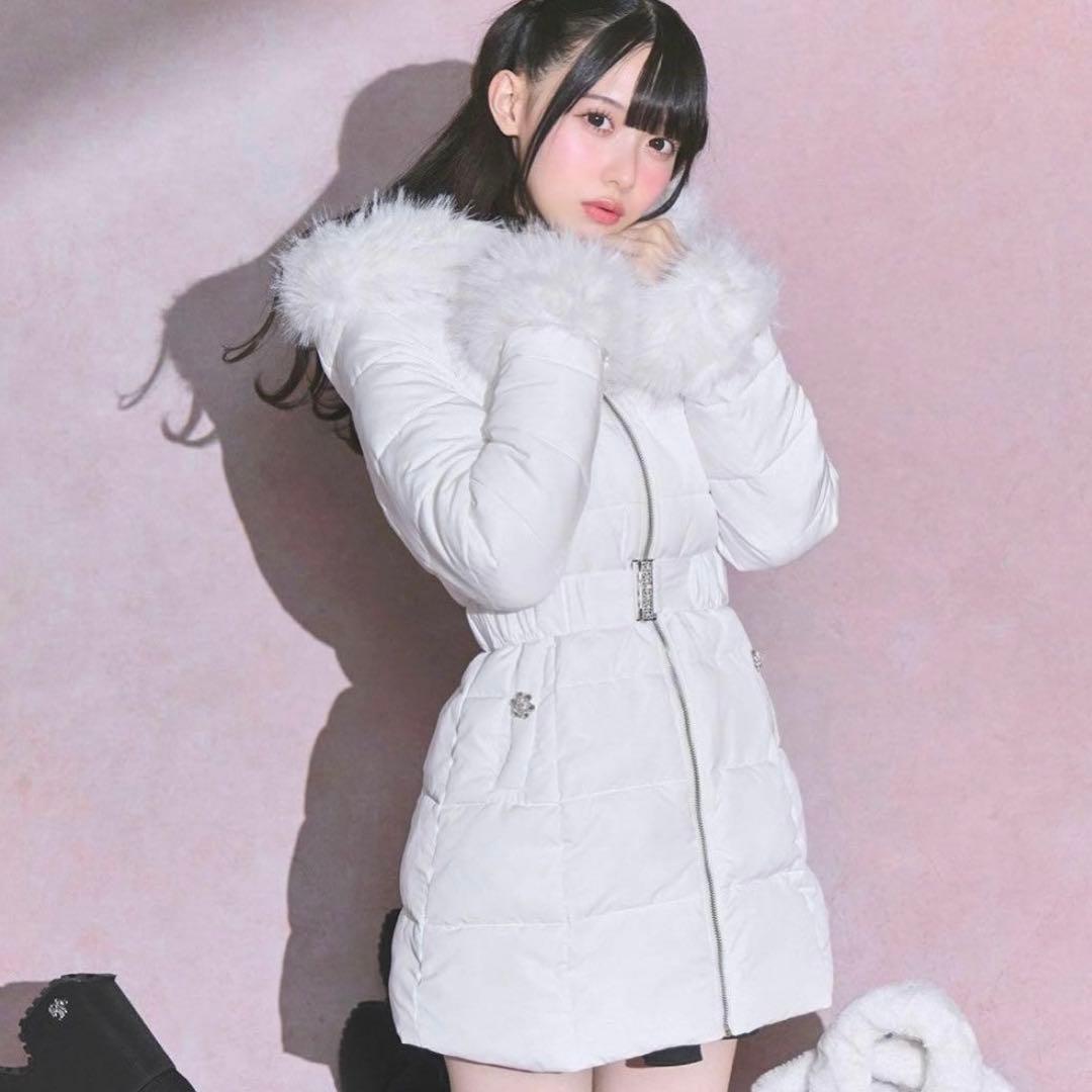 ミッシェルマカロン ウエストベルトフェイクファー ダウン 完売商品 美品