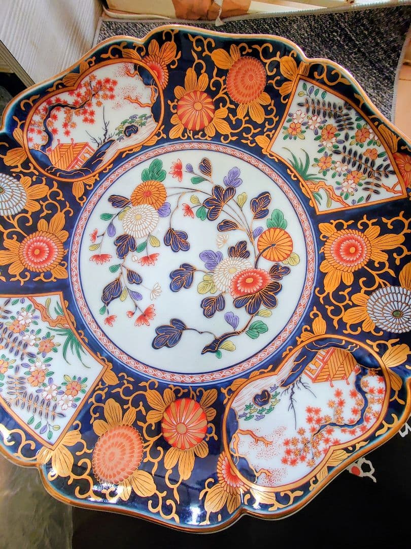 古伊万里・琳派・金彩中皿34センチ 基泉窯(新品・未使用)