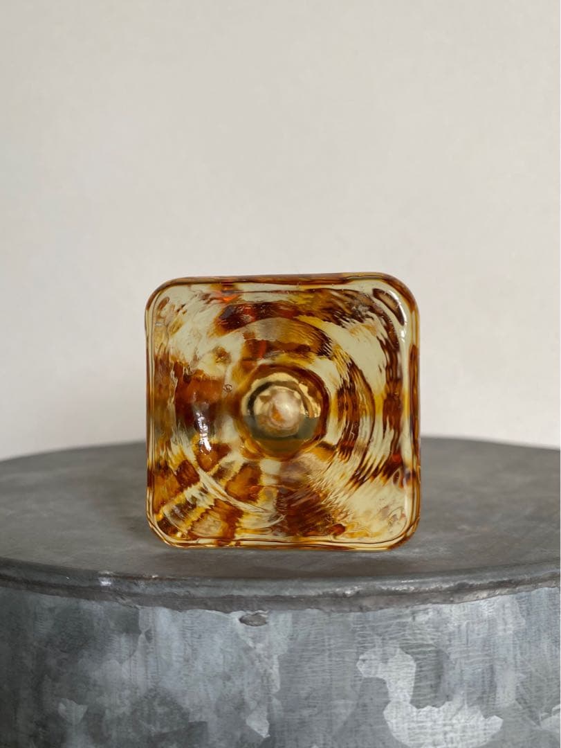 ドイツ アンティーク ビンテージ 琥珀 小瓶 花瓶 フラワーベース 四角 美品