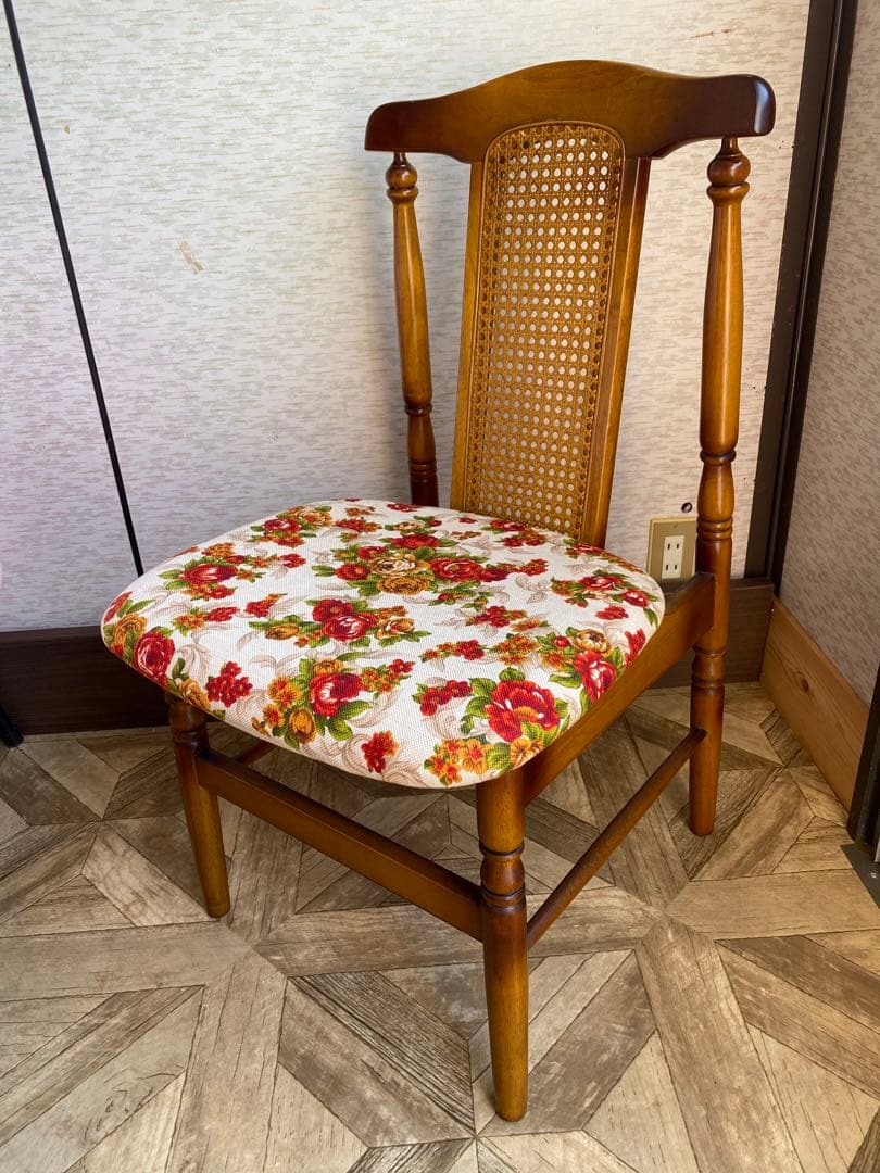 トーヨーファニチャー　花柄　ダイニングチェア　レトロ　ヴィンテージ　TOYO