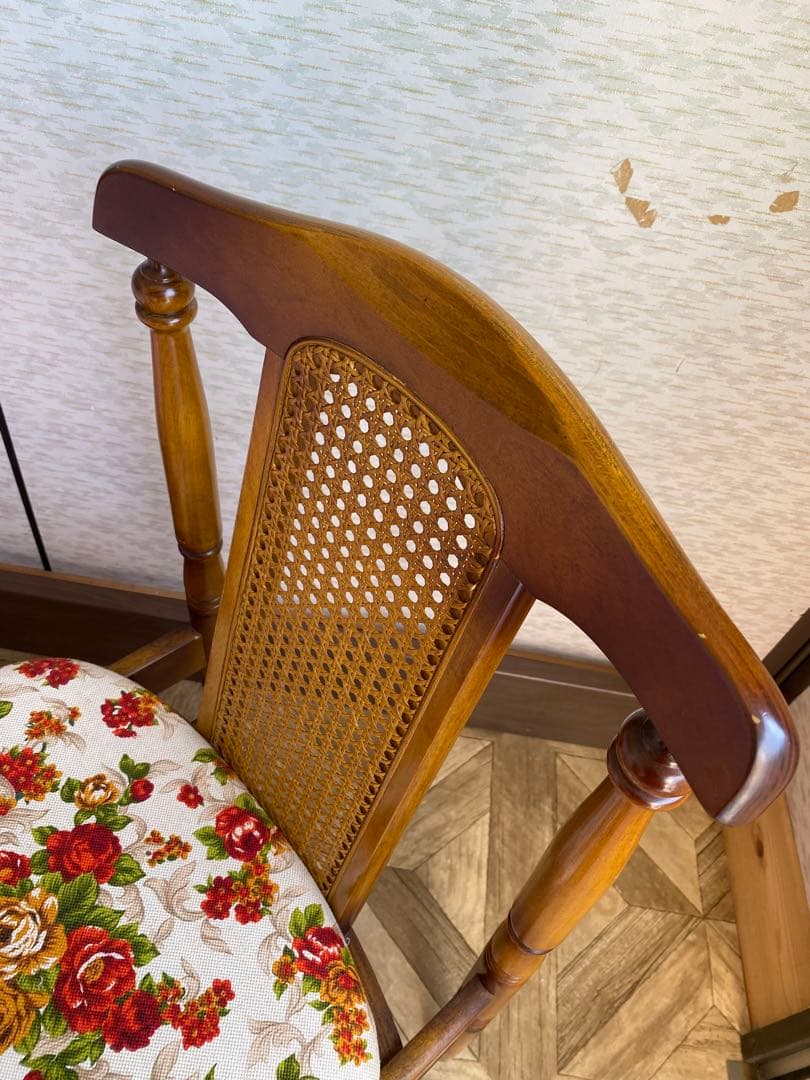 トーヨーファニチャー　花柄　ダイニングチェア　レトロ　ヴィンテージ　TOYO