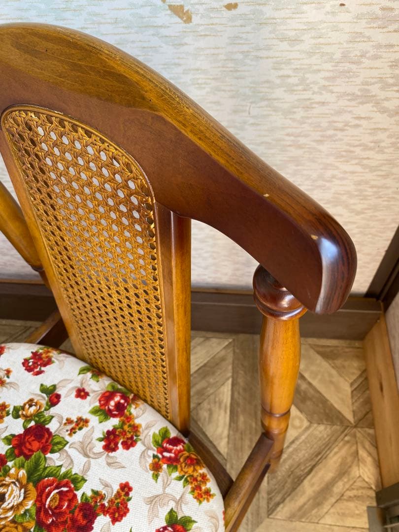 トーヨーファニチャー　花柄　ダイニングチェア　レトロ　ヴィンテージ　TOYO