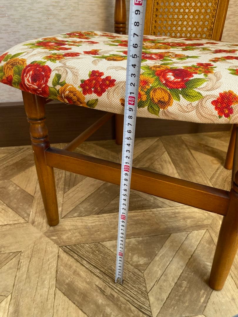 トーヨーファニチャー　花柄　ダイニングチェア　レトロ　ヴィンテージ　TOYO