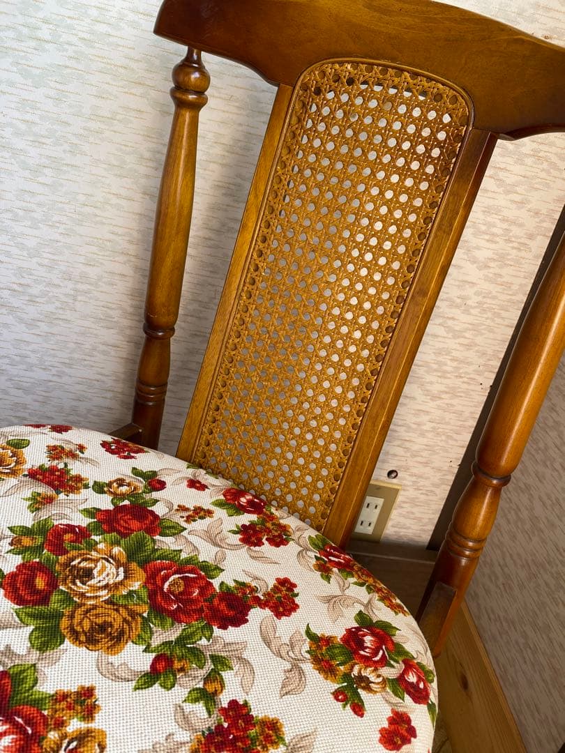 トーヨーファニチャー　花柄　ダイニングチェア　レトロ　ヴィンテージ　TOYO