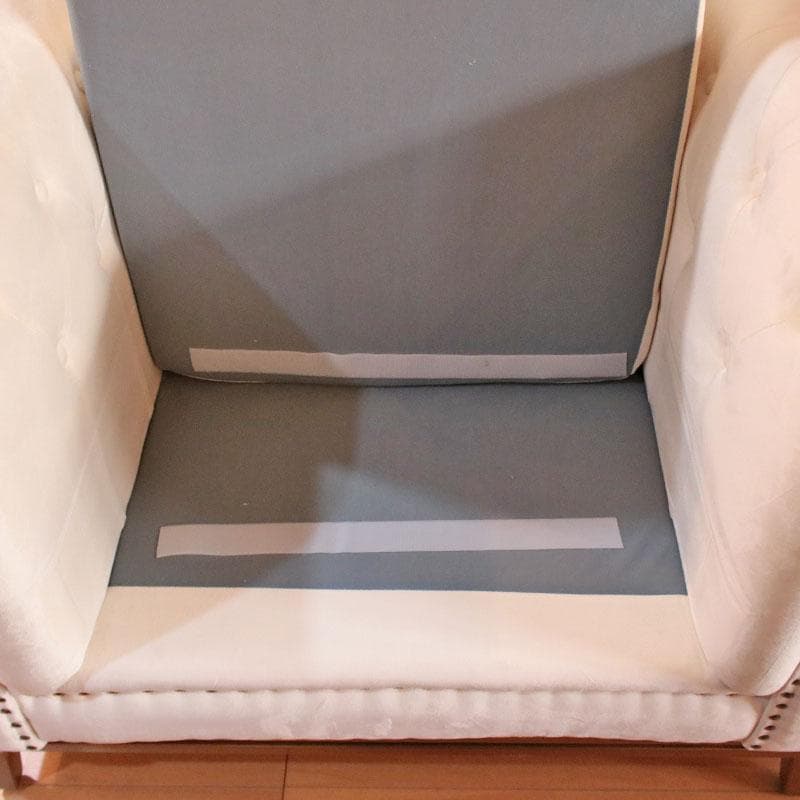 一人掛けソファ ベルベット ホワイト クッション付 230-899