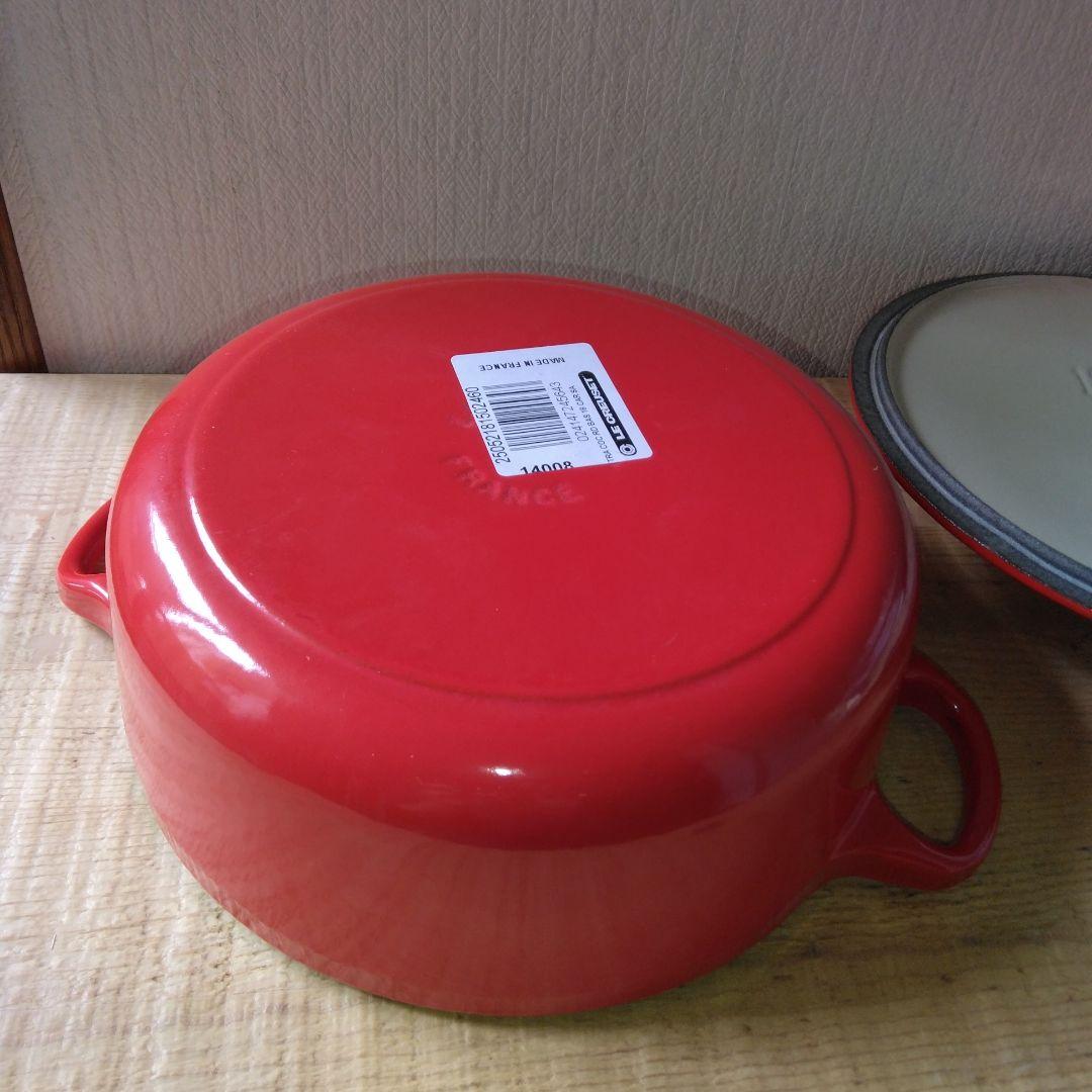 【未使用】ル・クルーゼ LE CREUSET ココット・ロンド18cm レッド系