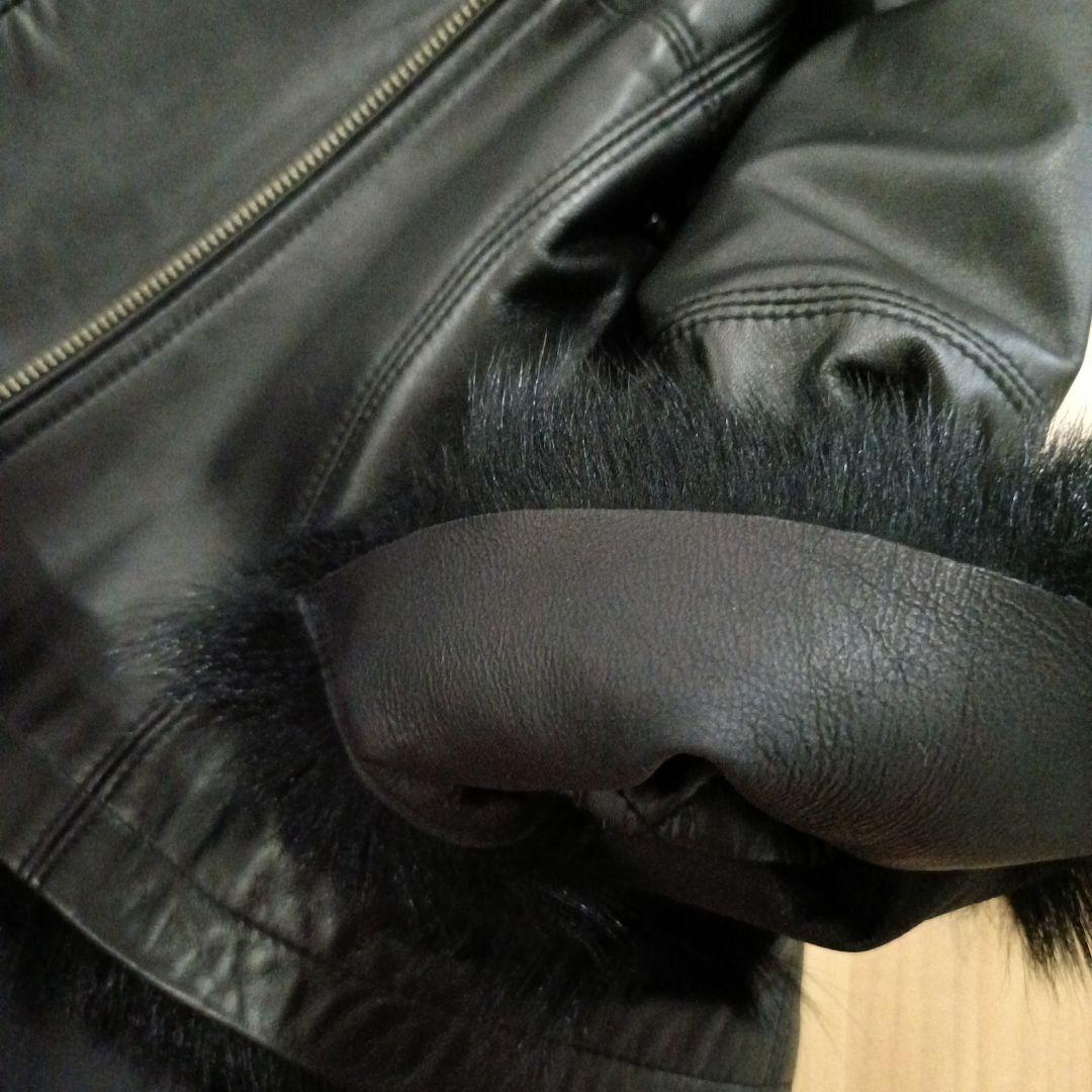 新品ダーマコレクション　ラムレザー　羊 ダブルライダースジャケット ファー