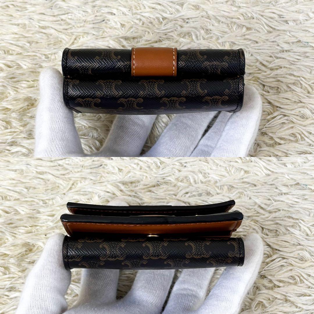【極美品】セリーヌ 三つ折り財布 トリオンフ マカダム柄 コンパクトウォレット