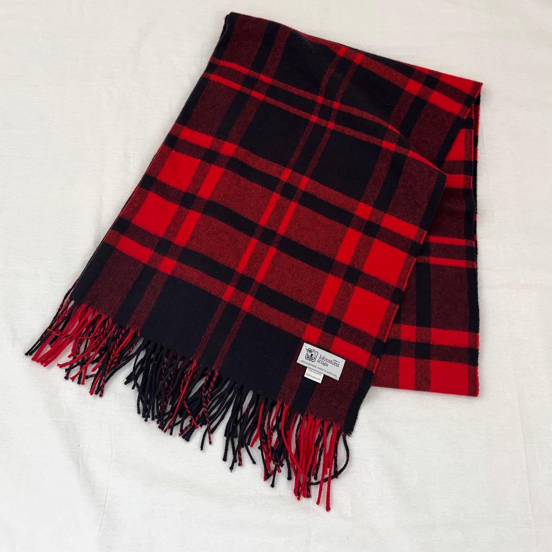 Johnstons【ジョンストンズ】 正規品 カシミア大判ストール 赤系チェック