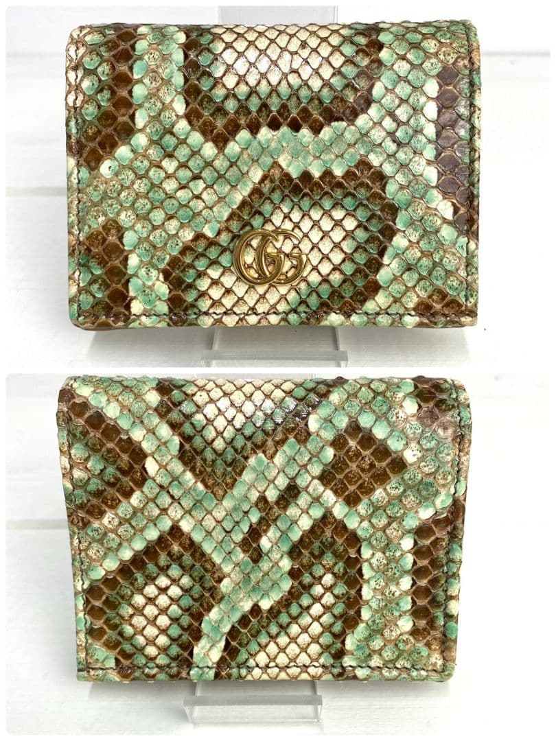 極美品✨️グッチ パイソン GGマーモント 折り財布 コンパクトウォレット