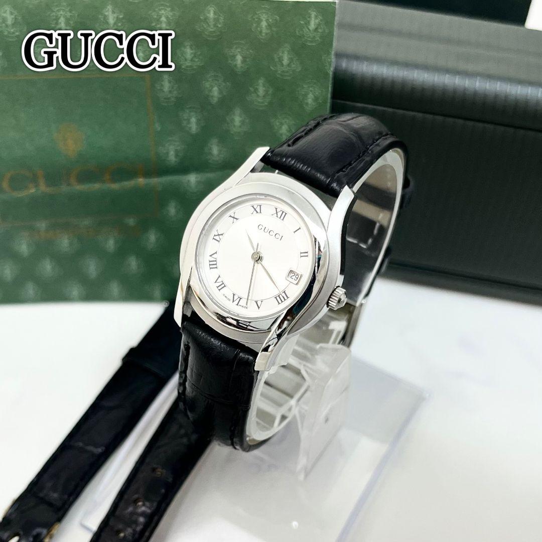 【稼働】 GUCCI 5500L デイト ラウンドフェイス アナログ 腕時計