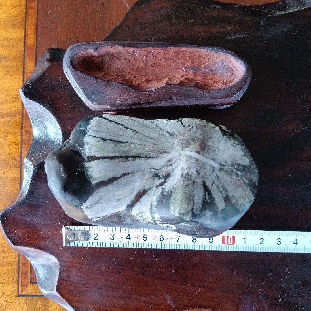 菊花石　天然石 インテリア置物 木製台座付き