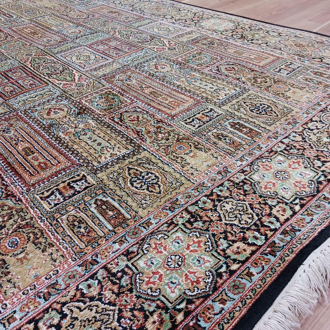 Y3319 高級インド絨毯 シルク×コットン 手織り 大判269×186㎝