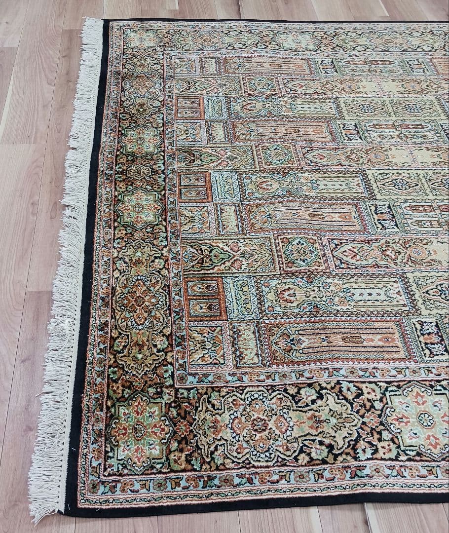 Y3319 高級インド絨毯 シルク×コットン 手織り 大判269×186㎝