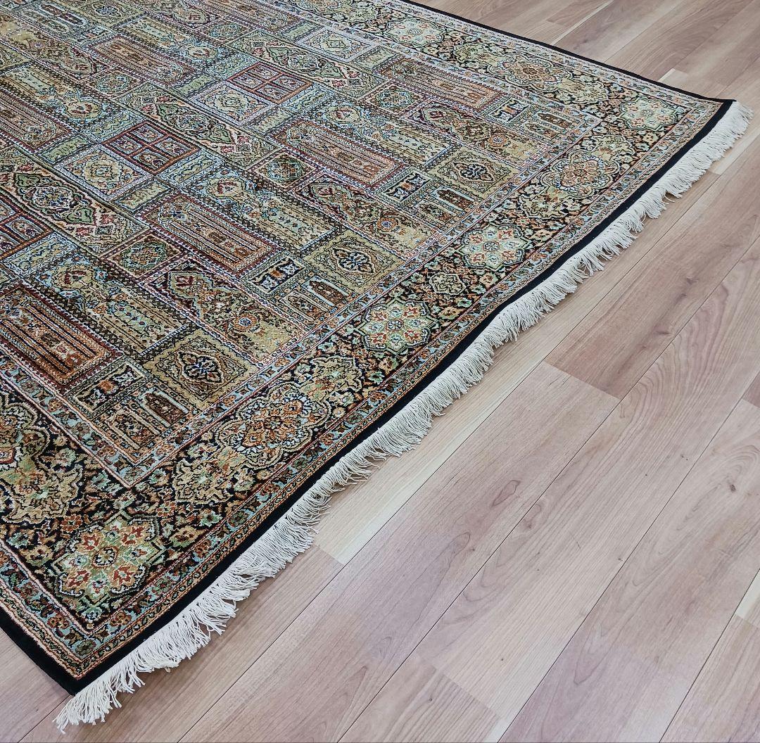 Y3319 高級インド絨毯 シルク×コットン 手織り 大判269×186㎝