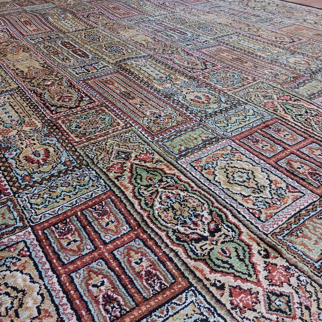 Y3319 高級インド絨毯 シルク×コットン 手織り 大判269×186㎝