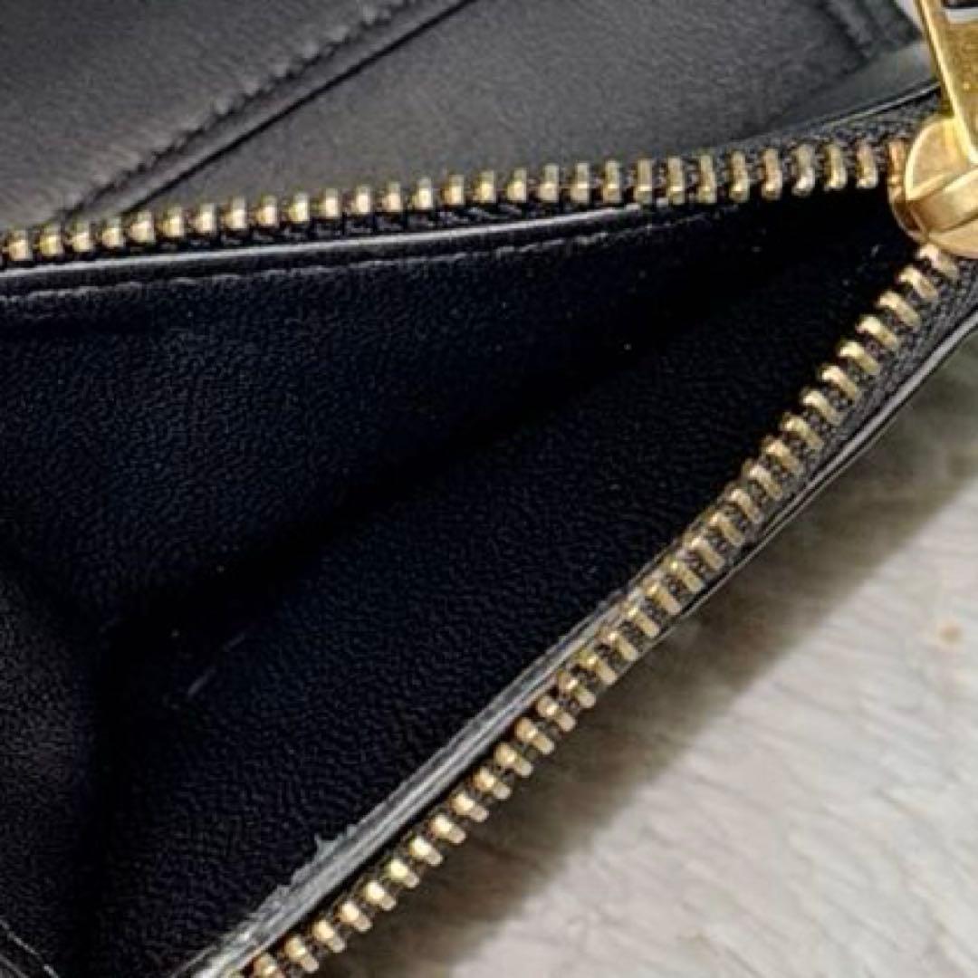 ⭐️新品未使用⭐️　ボッテガヴェネタ　クロコ型押し　三つ折り財布　ブラック　レザー