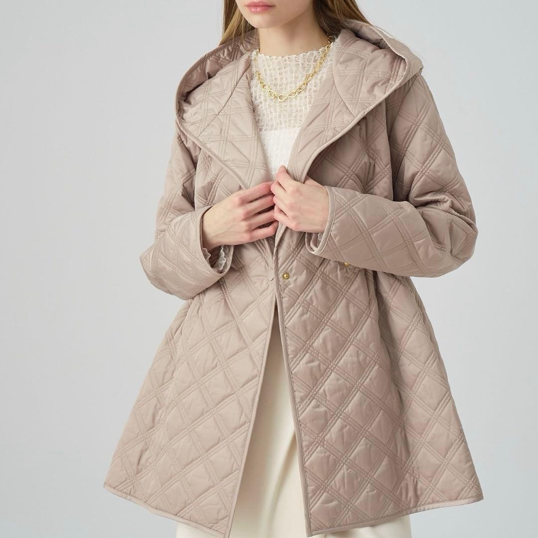 24AW アナイ ANAYI キルティングフードコート 36 ベージュ系