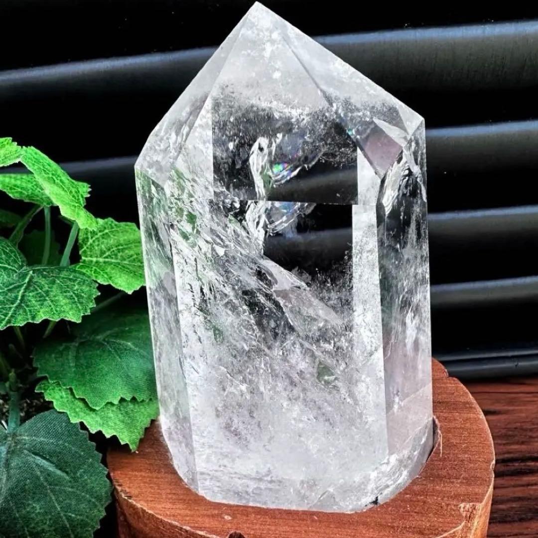 高品質 浄化❗️超強いパワーレインボー☆ヒマラヤ水晶六角柱 天然石 原石A1150