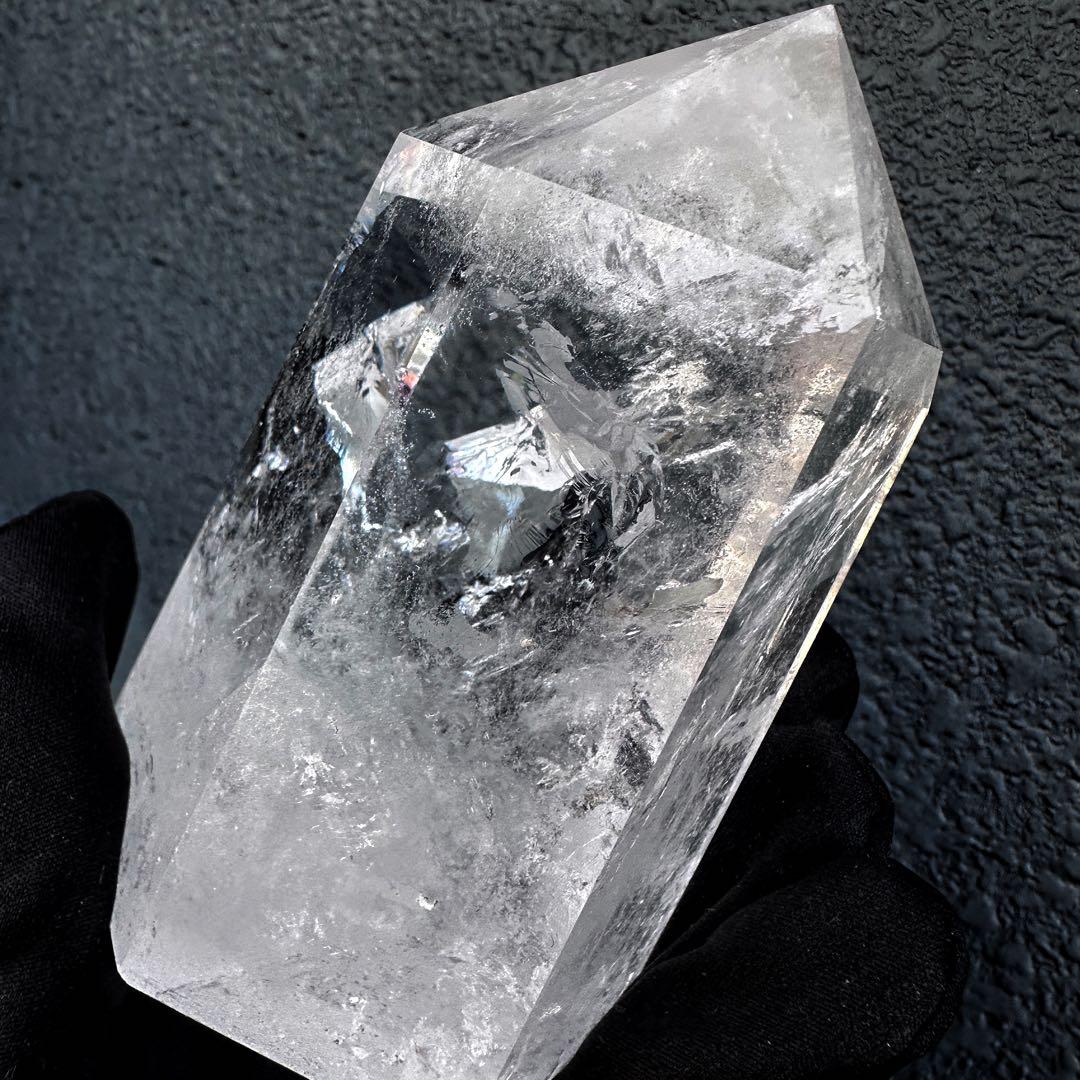 高品質 浄化❗️超強いパワーレインボー☆ヒマラヤ水晶六角柱 天然石 原石A1150