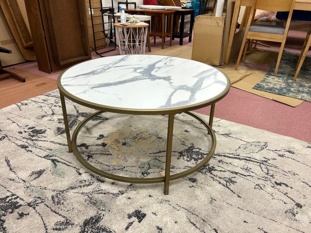 大理石調円形センターテーブル