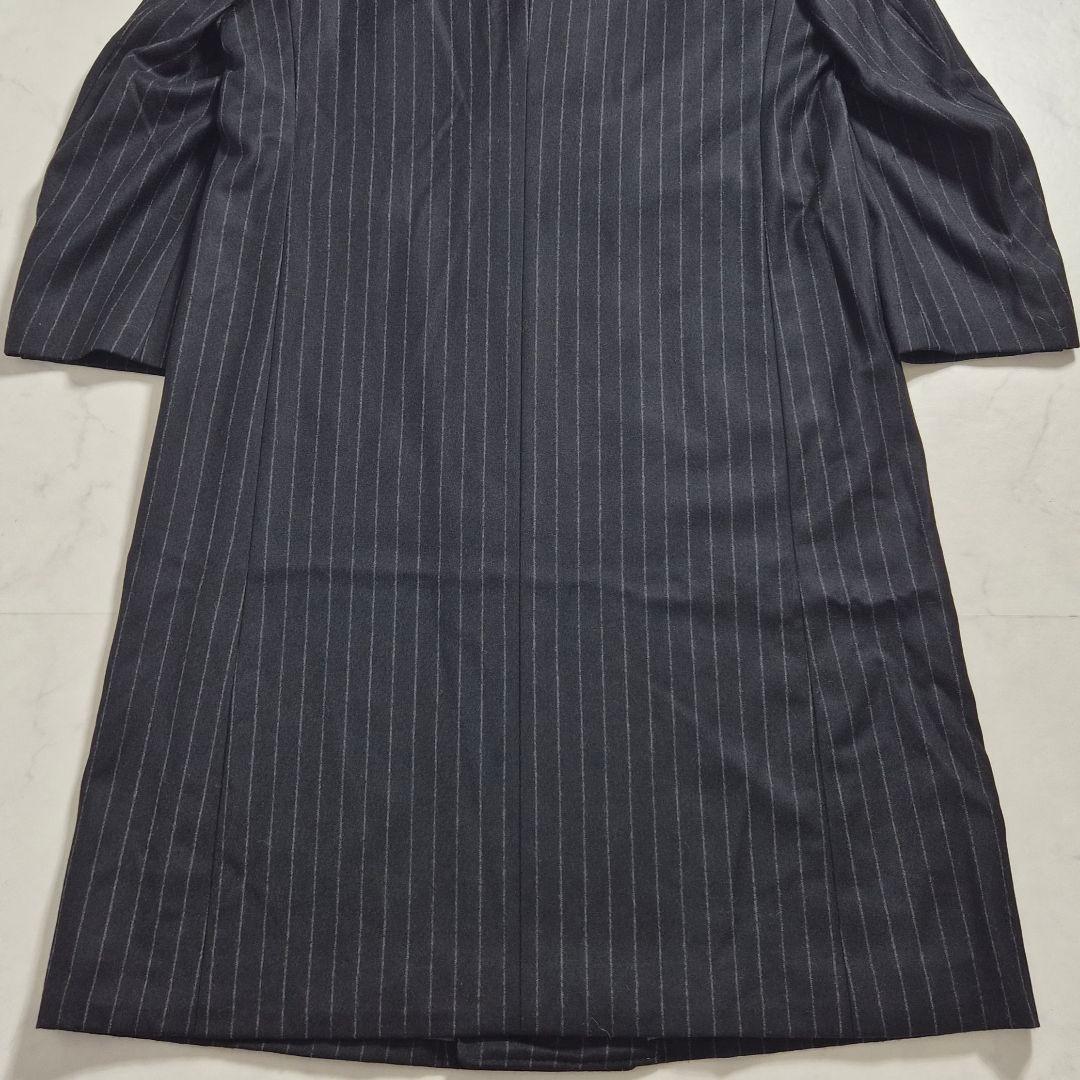 【美品 XL～2XL相当】 ダブルチェスターコート ペイズリー マキシ丈 黒