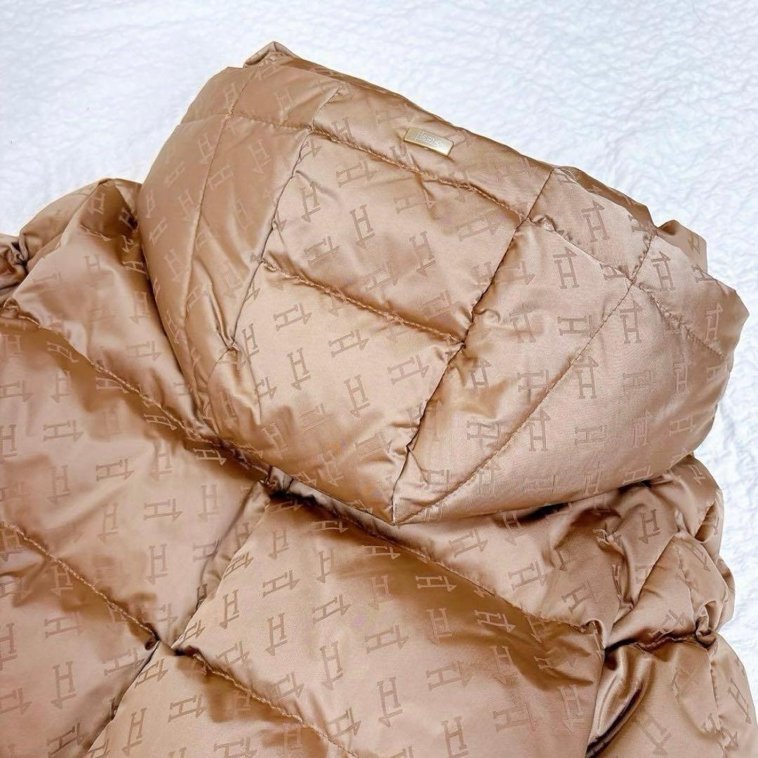 極美品✨HERNO モノグラム柄　ダウンジャケット　ロゴ　総柄　ブラウン　フード