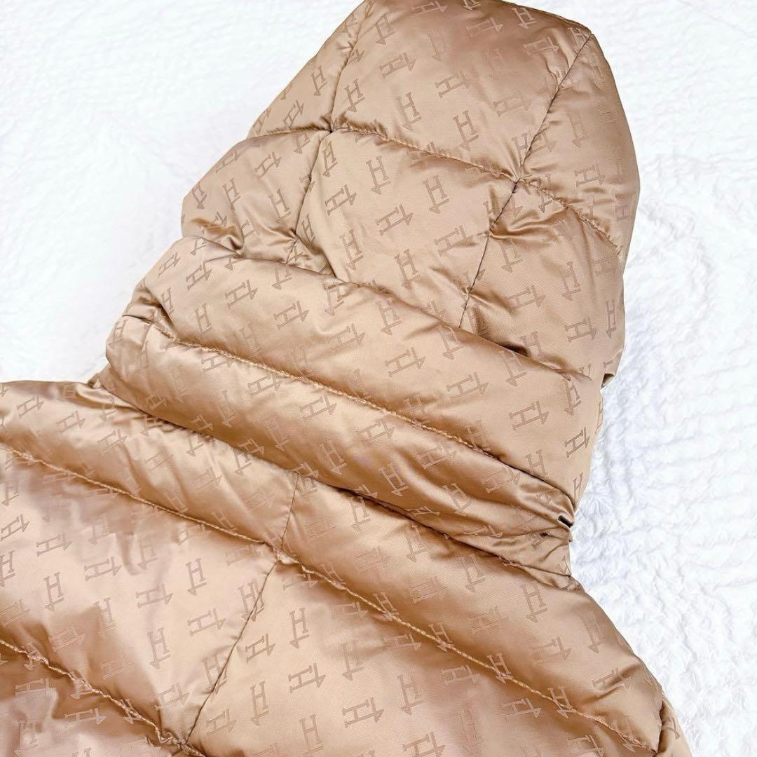 極美品✨HERNO モノグラム柄　ダウンジャケット　ロゴ　総柄　ブラウン　フード