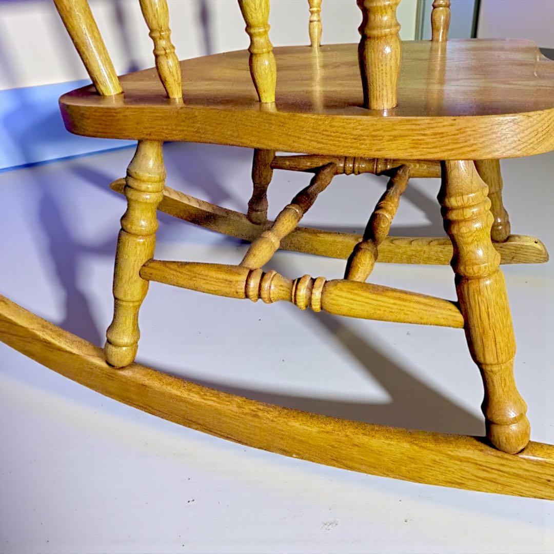 ✨超美品✨ ヴィンテージ 台湾製 ロッキングチェア オーク無垢 彫刻入り