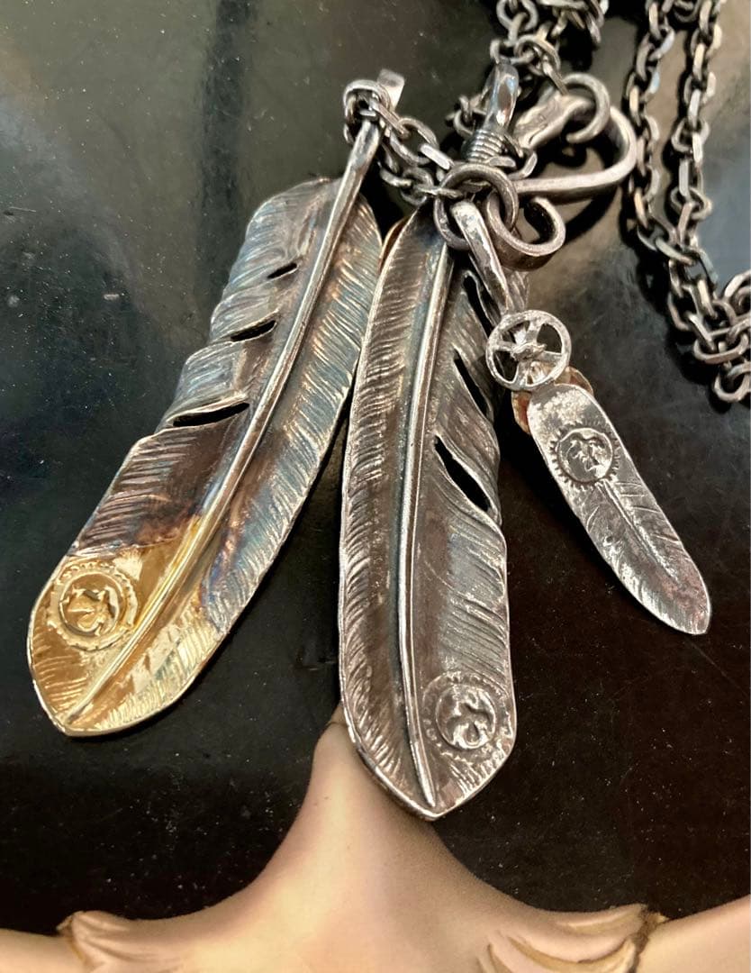 ゴローズ　goro's 上金　先金特大フェザー　イーグルフック細角チェーン