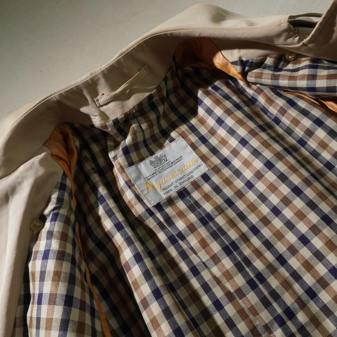 90s Aquascutum トレンチコート 裏地チェック ベージュ/AZ201