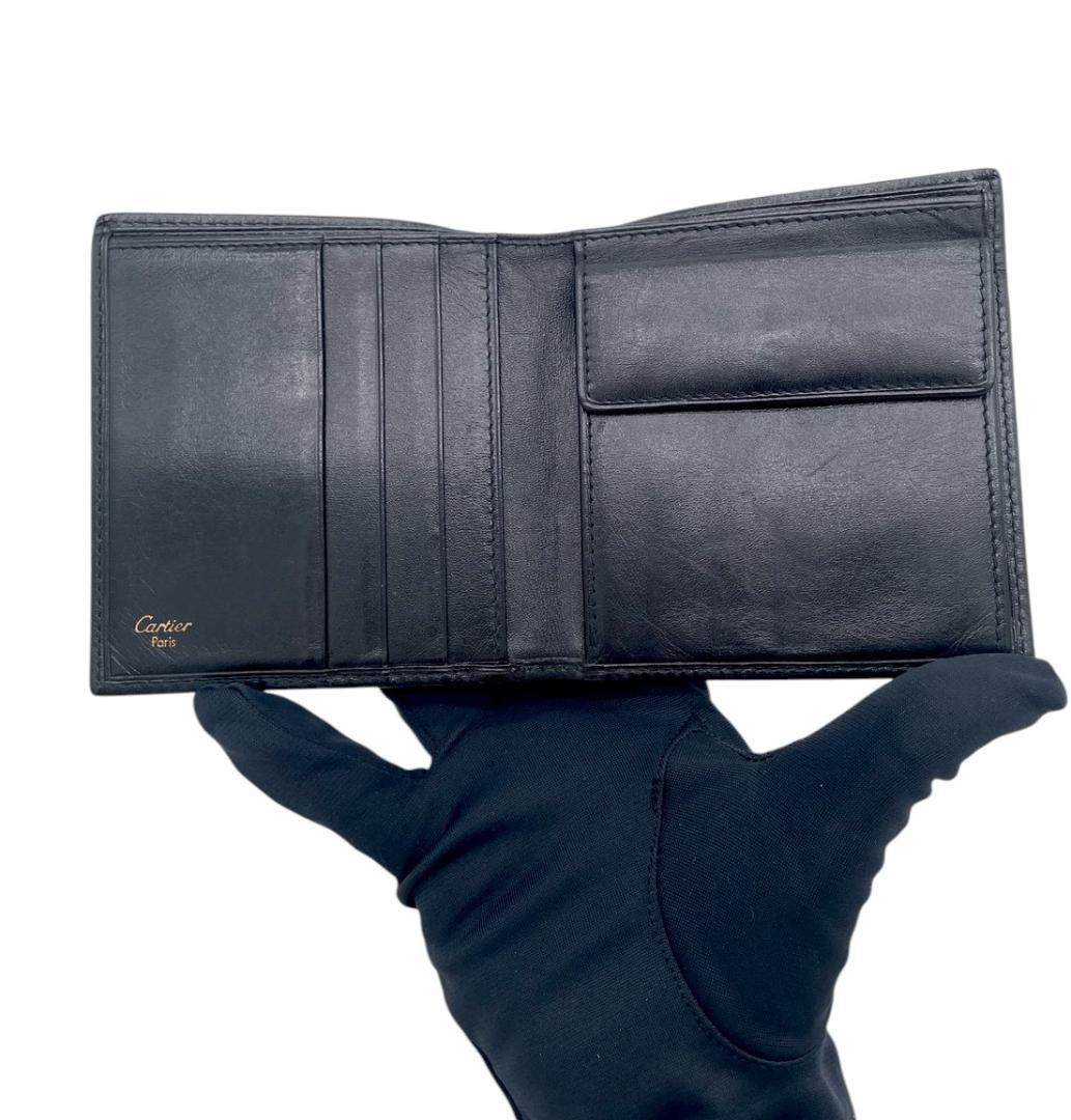 カルティエ マストドゥカルティエ 二つ折り財布 ブラック レザー 正規品