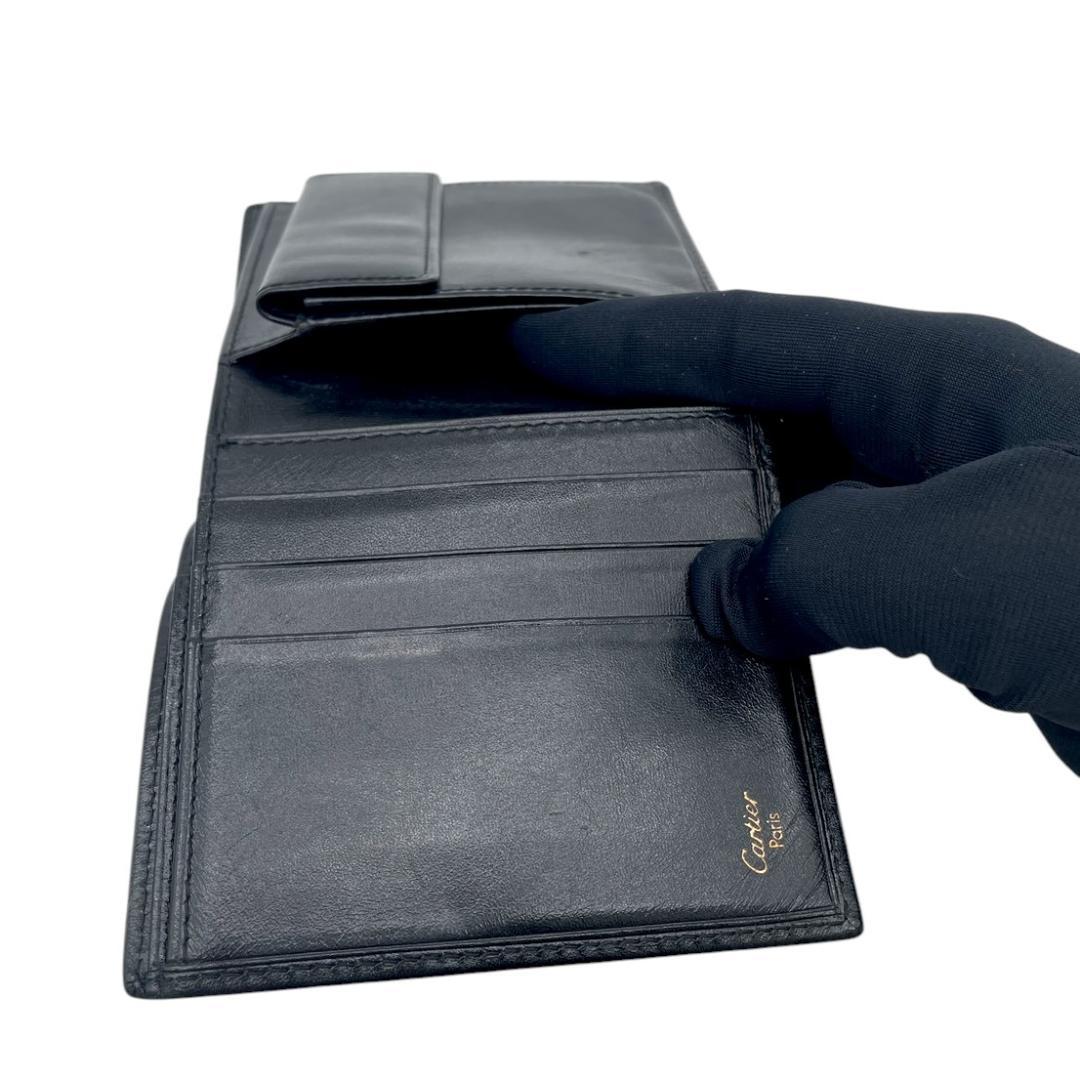 カルティエ マストドゥカルティエ 二つ折り財布 ブラック レザー 正規品