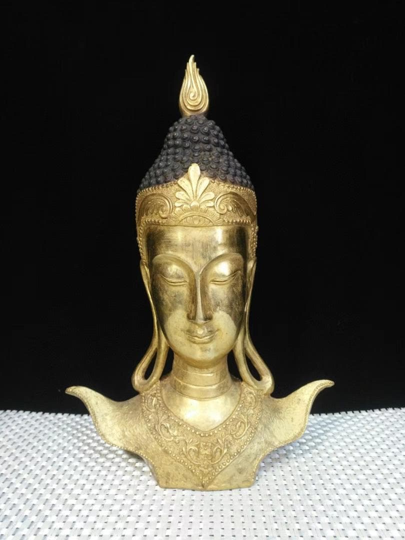 古美術・タイ仏教・旧蔵銅鎏金【釈迦牟尼仏】・純手作り・供養仏像・風水開運・置物