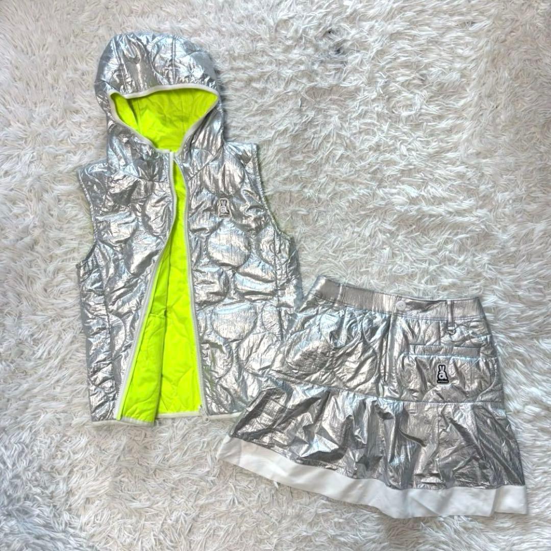 最新 アルチビオ セットアップ ダウン ベスト スカート シルバー 中綿