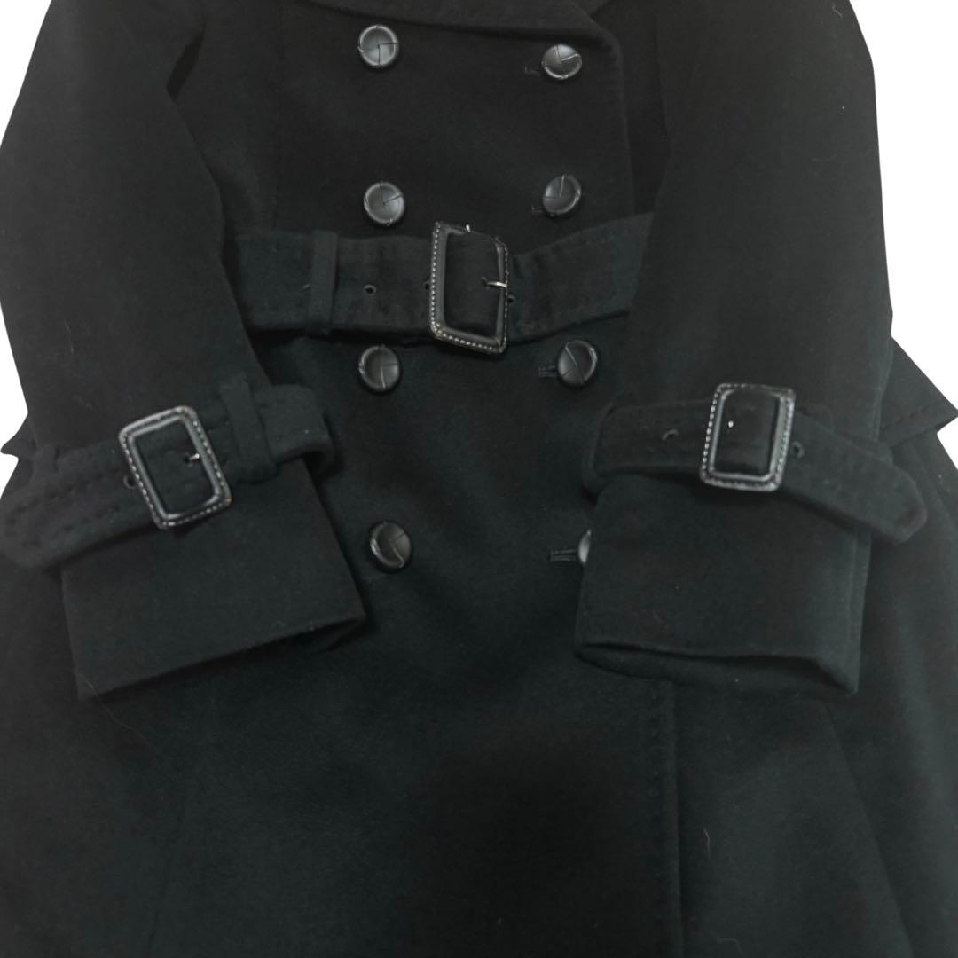 【白マイマイ】コムサデモード　カシミヤ100% ロングコート　黒　ベルト