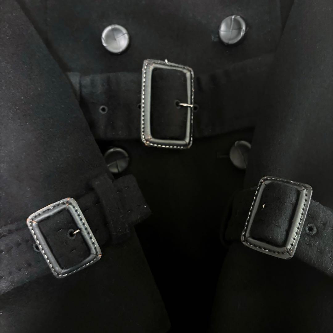 【白マイマイ】コムサデモード　カシミヤ100% ロングコート　黒　ベルト