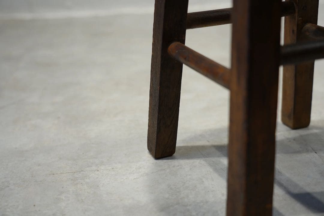 丸スツール　古木　昭和初期　アンティーク　ビンテージ　椅子　チェア