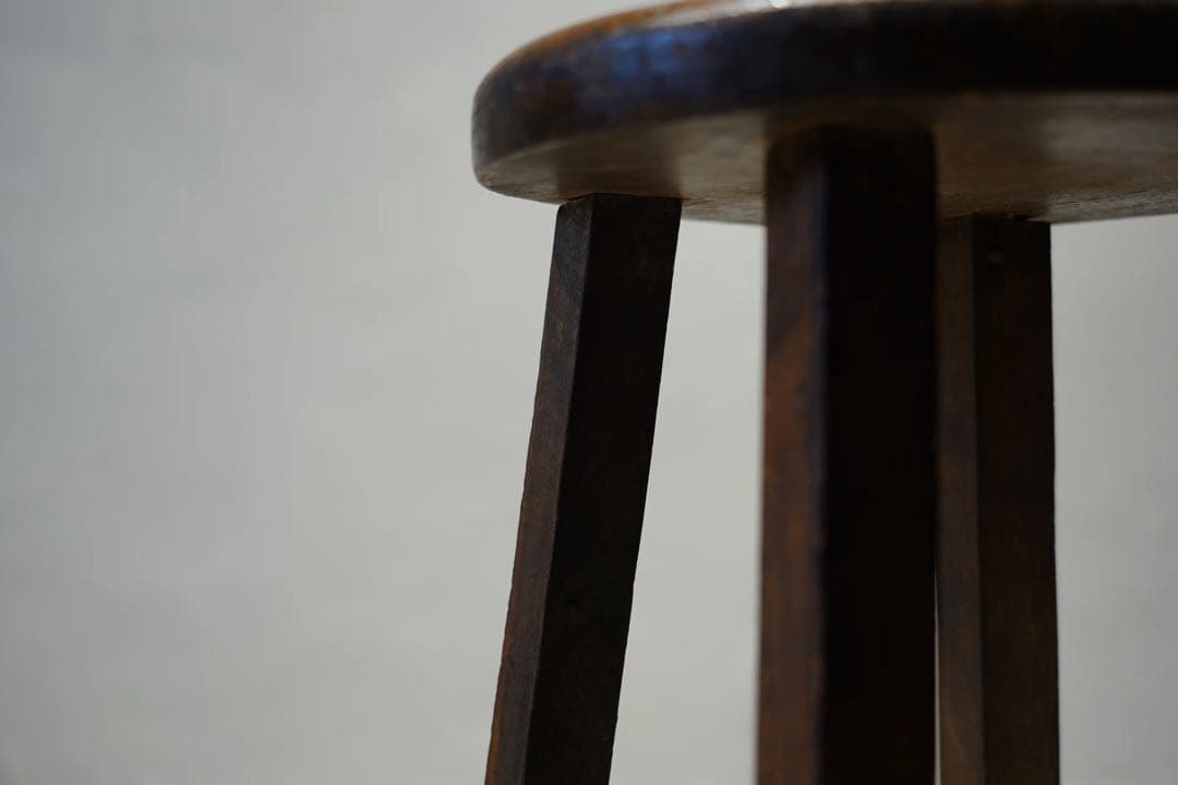 丸スツール　古木　昭和初期　アンティーク　ビンテージ　椅子　チェア