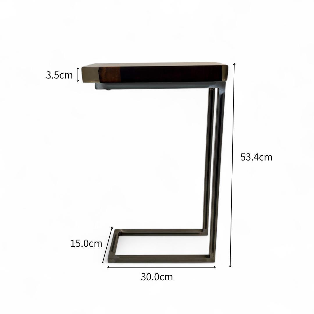 サイドテーブル アイアン 無垢材 木製 一枚板 コの字 北欧風 ベッド モダン