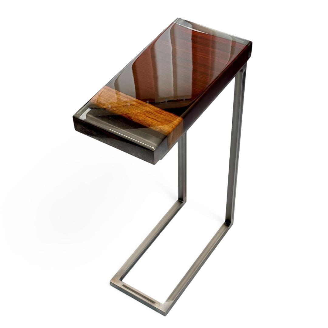 サイドテーブル アイアン 無垢材 木製 一枚板 コの字 北欧風 ベッド モダン