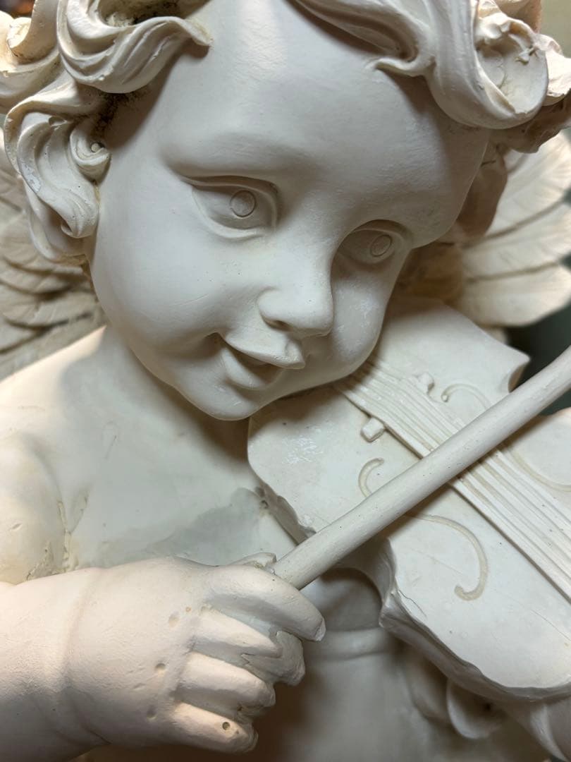 ☆週末大特価☆ホワイト天使のバイオリン像 約50センチ（現状品）
