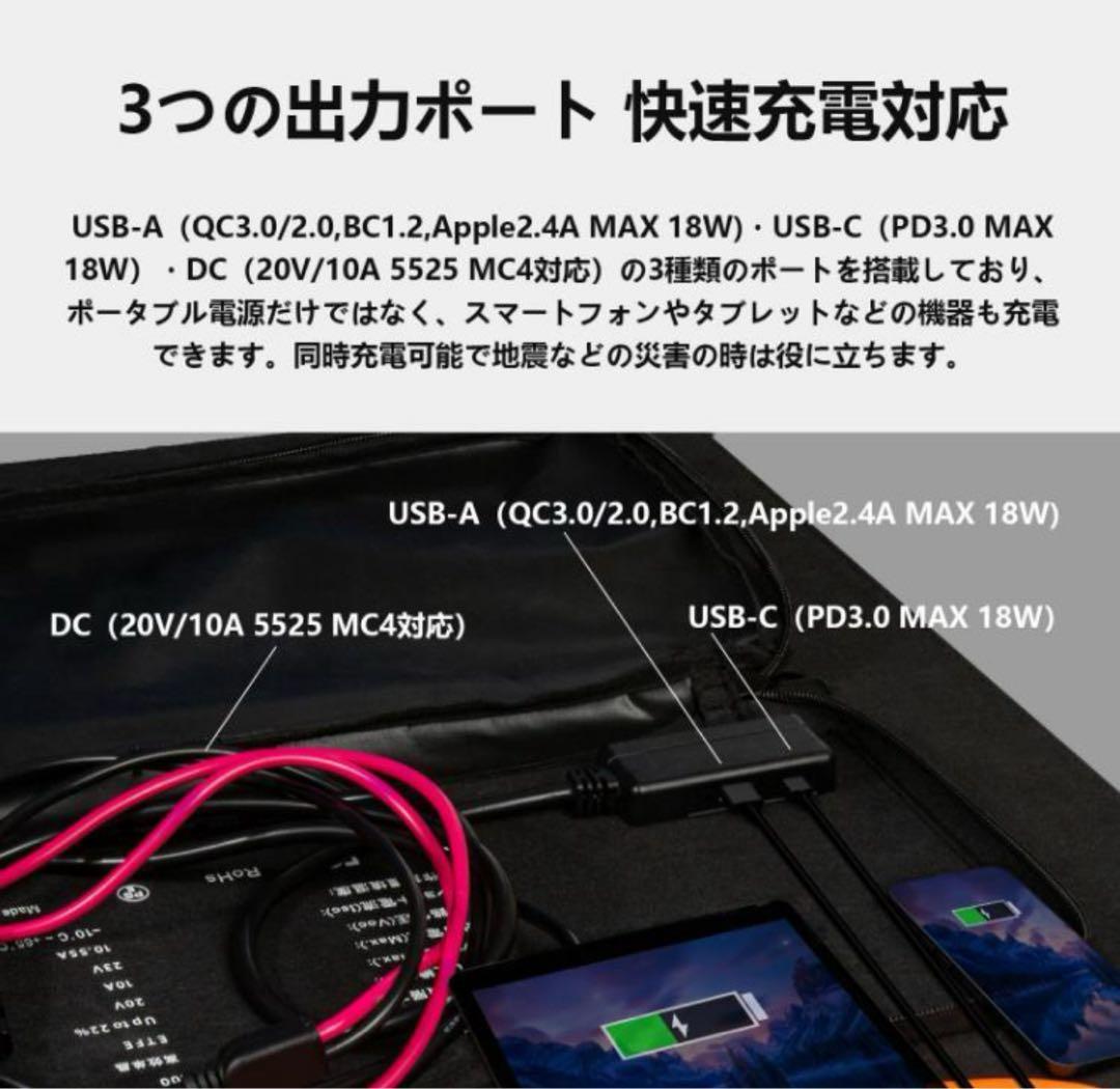ma sakiページーソーラーパネル 100W 折りたたみ式